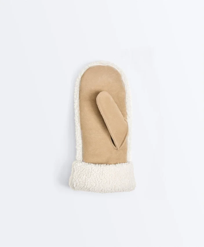 Mănuși cu un deget din piele de oaie cu imitație de geci din piele de oaie Mănuși cu un deget din piele de oaie cu imitație de geci din piele de oaie