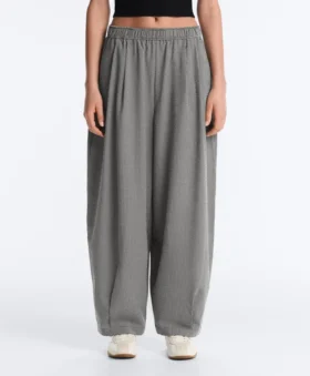Pantaloni balon din amestec de lyocell cu imprimeu gingham