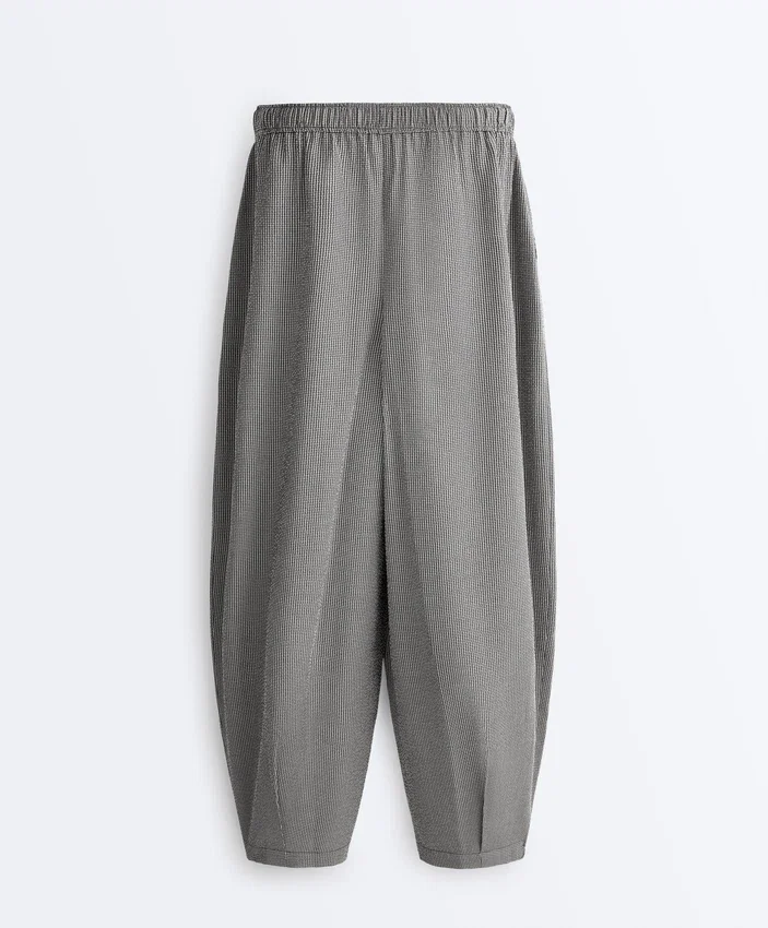 Pantaloni balon din amestec de lyocell cu imprimeu gingham Pantaloni balon din amestec de lyocell cu imprimeu gingham