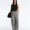 Pantaloni balon din amestec de lyocell cu imprimeu gingham Pantaloni balon din amestec de lyocell cu imprimeu gingham