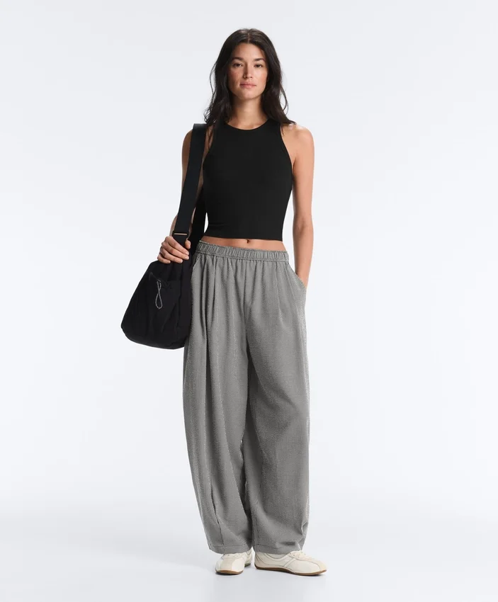 Pantaloni balon din amestec de lyocell cu imprimeu gingham Pantaloni balon din amestec de lyocell cu imprimeu gingham