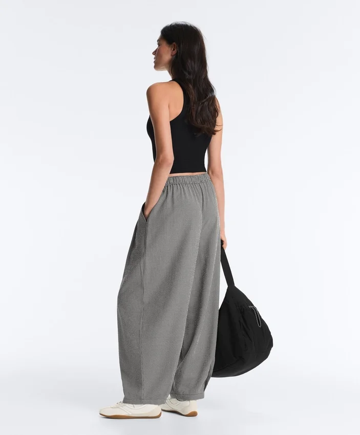 Pantaloni balon din amestec de lyocell cu imprimeu gingham Pantaloni balon din amestec de lyocell cu imprimeu gingham
