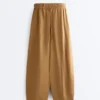 Pantaloni balon din amestec de lyocell și 24% in, cu cusături Pantaloni balon din amestec de lyocell și 24% in, cu cusături