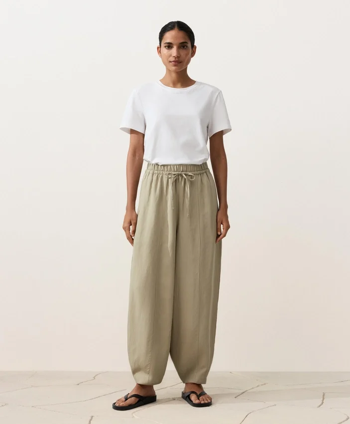 Pantaloni balon din amestec de lyocell și 24% in, cu cusături Pantaloni balon din amestec de lyocell și 24% in, cu cusături