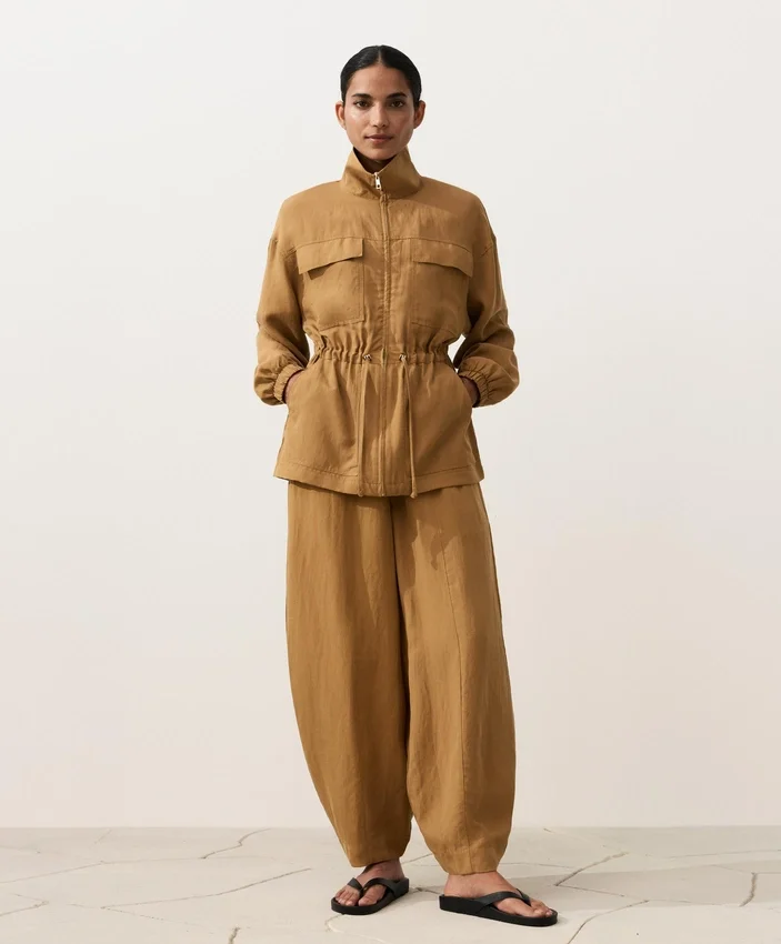 Pantaloni balon din amestec de lyocell și 24% in, cu cusături Pantaloni balon din amestec de lyocell și 24% in, cu cusături