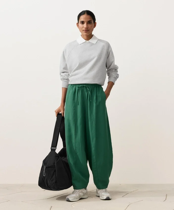 Pantaloni balon din amestec de lyocell și 24% in, cu cusături Pantaloni balon din amestec de lyocell și 24% in, cu cusături