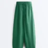 Pantaloni balon din amestec de lyocell și 24% in, cu cusături Pantaloni balon din amestec de lyocell și 24% in, cu cusături