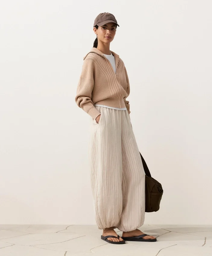 Pantaloni bloomer cu dungi din 100% in Pantaloni bloomer cu dungi din 100% in