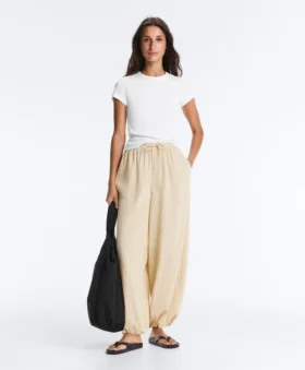 Pantaloni bloomer cu dungi din amestec de modal