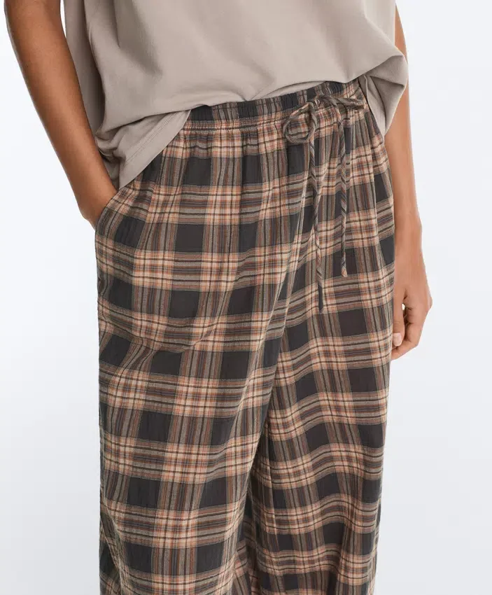Pantaloni bloomer din amestec de bumbac cu imprimeu în carouri Pantaloni bloomer din amestec de bumbac cu imprimeu în carouri