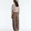 Pantaloni bloomer din amestec de bumbac cu imprimeu în carouri Pantaloni bloomer din amestec de bumbac cu imprimeu în carouri