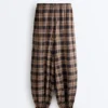 Pantaloni bloomer din amestec de bumbac cu imprimeu în carouri Pantaloni bloomer din amestec de bumbac cu imprimeu în carouri