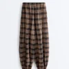 Pantaloni bloomer din amestec de bumbac cu imprimeu în carouri Pantaloni bloomer din amestec de bumbac cu imprimeu în carouri