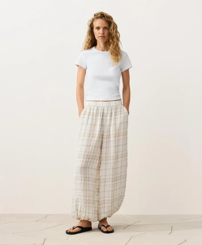 Pantaloni bloomer din amestec de in și lyocell Pantaloni bloomer din amestec de in și lyocell