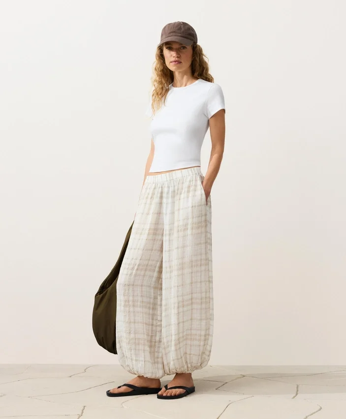 Pantaloni bloomer din amestec de in și lyocell Pantaloni bloomer din amestec de in și lyocell
