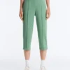 Pantaloni capri din piqué cu bucle pentru curea din bumbac Pantaloni capri din piqué cu bucle pentru curea din bumbac