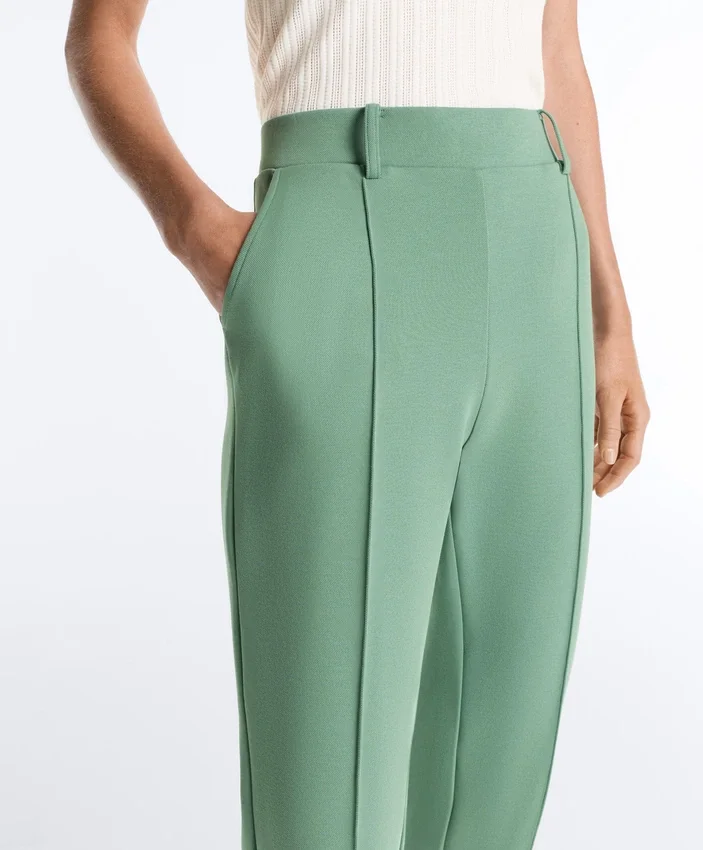 Pantaloni capri din piqué cu bucle pentru curea din bumbac Pantaloni capri din piqué cu bucle pentru curea din bumbac