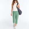 Pantaloni capri din piqué cu bucle pentru curea din bumbac Pantaloni capri din piqué cu bucle pentru curea din bumbac
