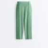 Pantaloni capri din piqué cu bucle pentru curea din bumbac Pantaloni capri din piqué cu bucle pentru curea din bumbac