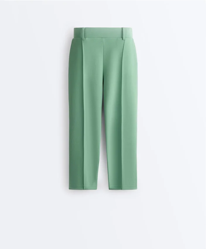 Pantaloni capri din piqué cu bucle pentru curea din bumbac Pantaloni capri din piqué cu bucle pentru curea din bumbac