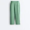 Pantaloni capri din piqué cu bucle pentru curea din bumbac Pantaloni capri din piqué cu bucle pentru curea din bumbac