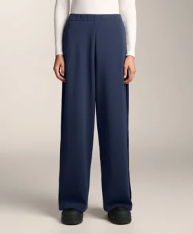 Pantaloni cocoon cu pli lateral și modal periat