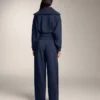 Pantaloni cocoon cu pli lateral și modal periat Pantaloni cocoon cu pli lateral și modal periat