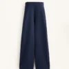 Pantaloni cocoon cu pli lateral și modal periat Pantaloni cocoon cu pli lateral și modal periat