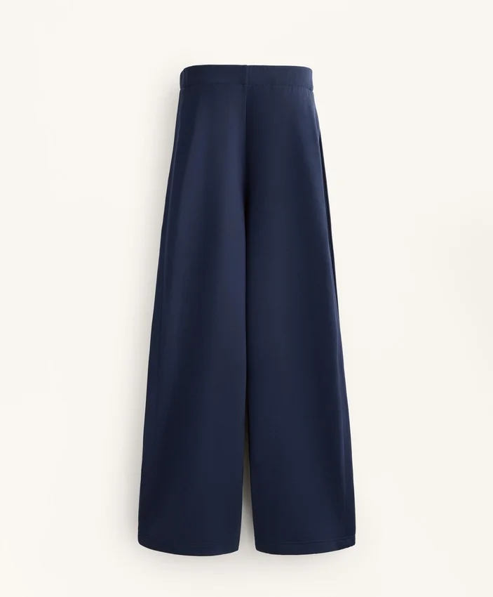 Pantaloni cocoon cu pli lateral și modal periat Pantaloni cocoon cu pli lateral și modal periat