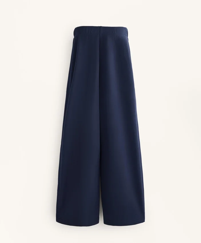 Pantaloni cocoon cu pli lateral și modal periat Pantaloni cocoon cu pli lateral și modal periat
