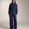 Pantaloni cocoon cu pli lateral și modal periat Pantaloni cocoon cu pli lateral și modal periat