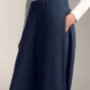 Pantaloni cocoon cu pli lateral și modal periat Pantaloni cocoon cu pli lateral și modal periat