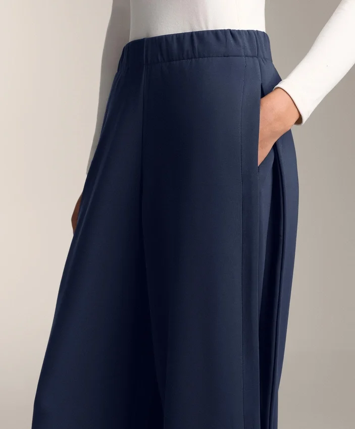 Pantaloni cocoon cu pli lateral și modal periat Pantaloni cocoon cu pli lateral și modal periat