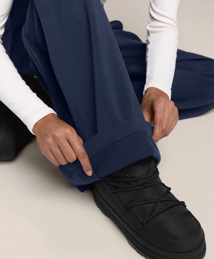 Pantaloni cocoon cu pli lateral și modal periat Pantaloni cocoon cu pli lateral și modal periat