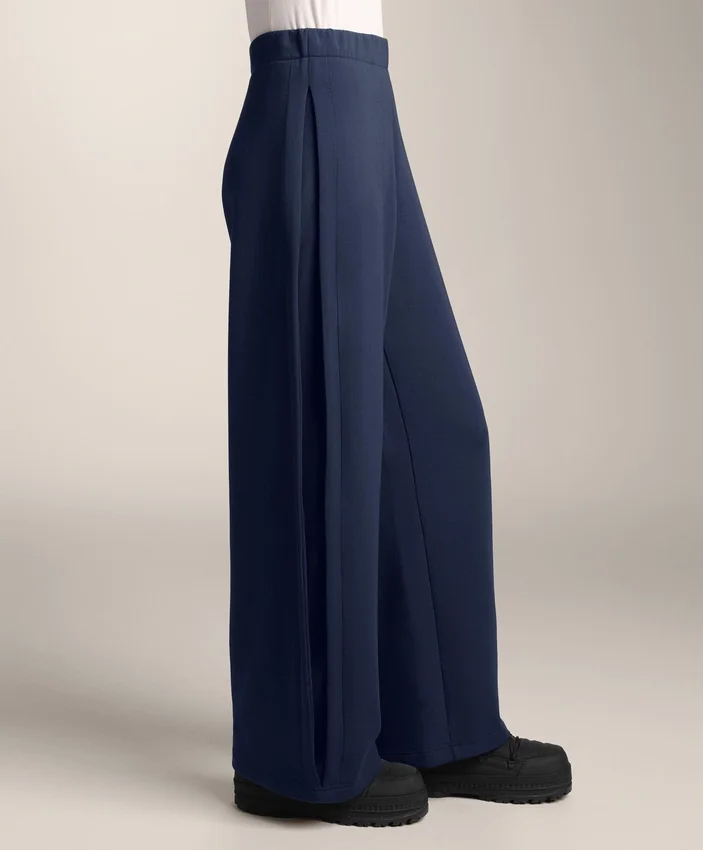 Pantaloni cocoon cu pli lateral și modal periat Pantaloni cocoon cu pli lateral și modal periat