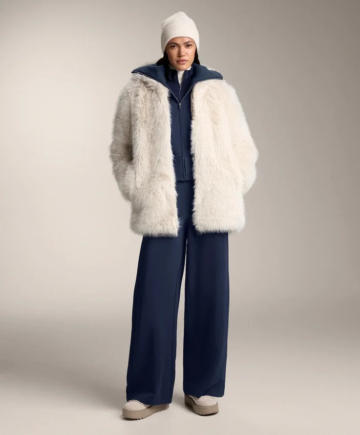 Pantaloni cocoon cu pli lateral și modal periat Pantaloni cocoon cu pli lateral și modal periat