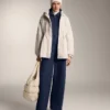 Pantaloni cocoon cu pli lateral și modal periat Pantaloni cocoon cu pli lateral și modal periat