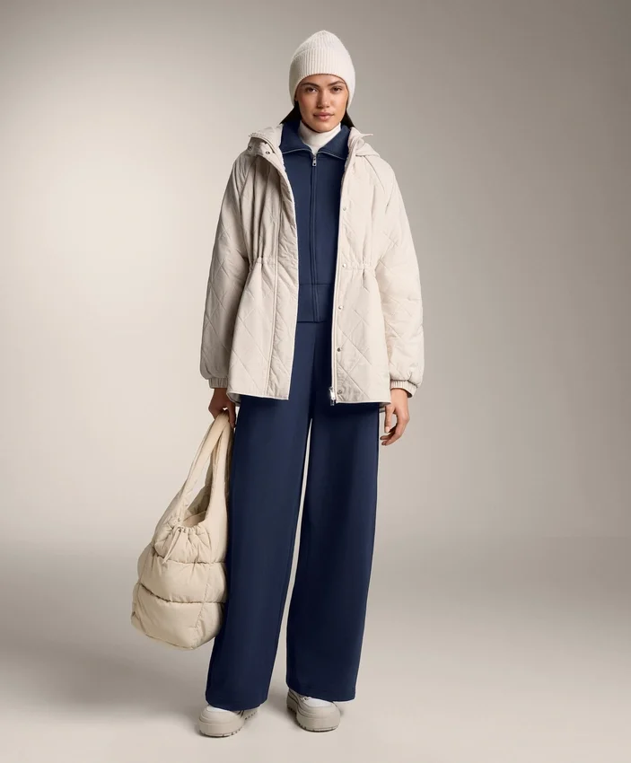 Pantaloni cocoon cu pli lateral și modal periat Pantaloni cocoon cu pli lateral și modal periat