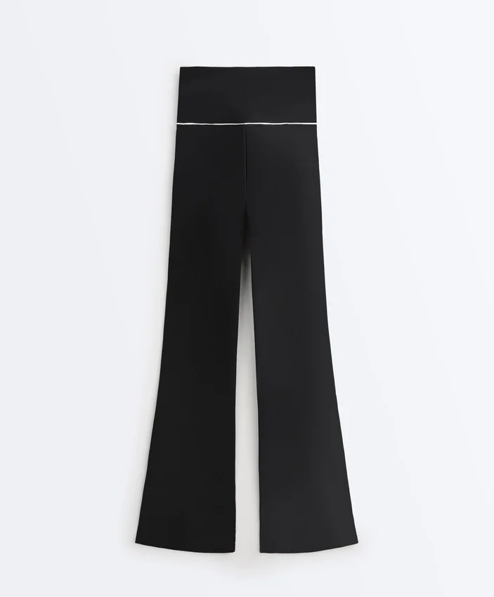 Pantaloni Comfortlux cu talie înaltă și croi evazat, cu fundă Pantaloni Comfortlux cu talie înaltă și croi evazat, cu fundă