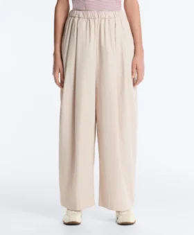 Pantaloni conici plisați din bumbac 100%