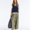 Pantaloni conici plisați din bumbac 100% Pantaloni conici plisați din bumbac 100%