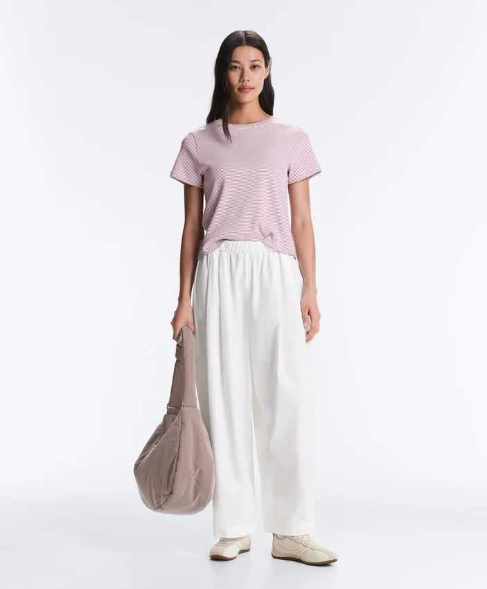 Pantaloni conici plisați din bumbac 100% Pantaloni conici plisați din bumbac 100%