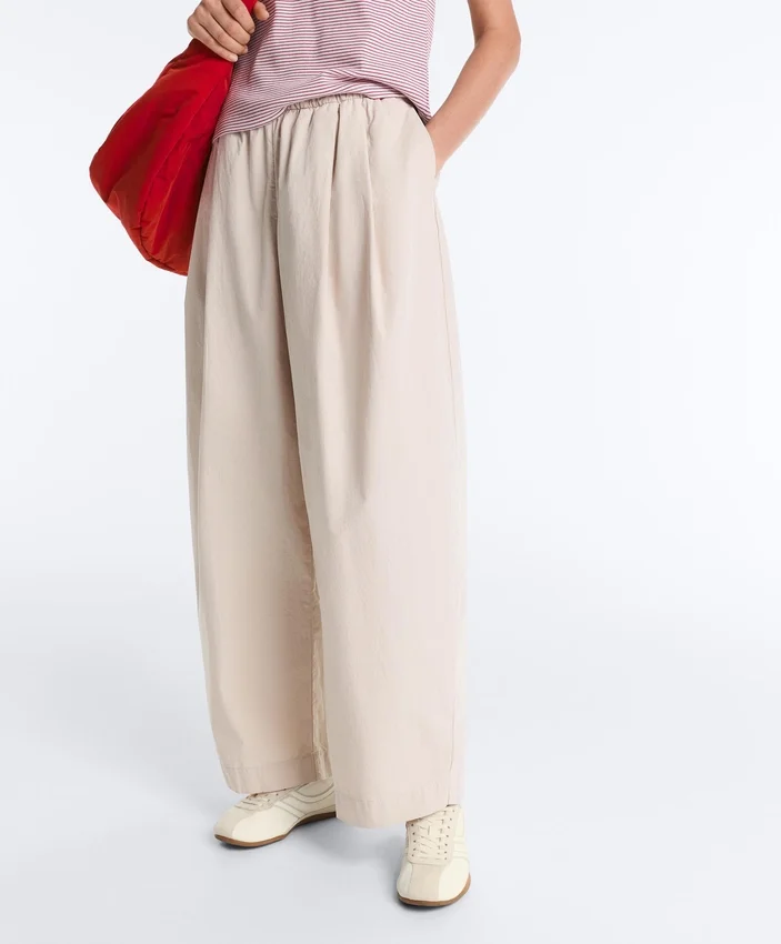 Pantaloni conici plisați din bumbac 100% Pantaloni conici plisați din bumbac 100%