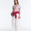 Pantaloni conici plisați din bumbac 100% Pantaloni conici plisați din bumbac 100%