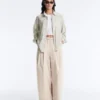 Pantaloni conici plisați din bumbac 100% Pantaloni conici plisați din bumbac 100%