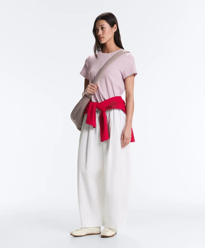Pantaloni conici plisați din bumbac 100% Pantaloni conici plisați din bumbac 100%