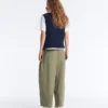 Pantaloni conici plisați din bumbac 100% Pantaloni conici plisați din bumbac 100%