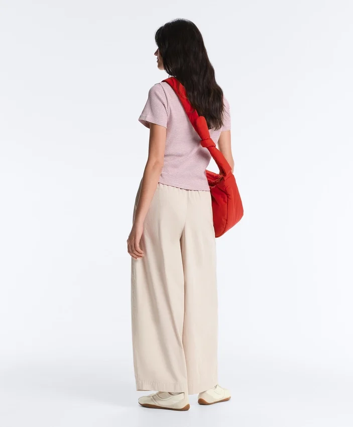 Pantaloni conici plisați din bumbac 100% Pantaloni conici plisați din bumbac 100%