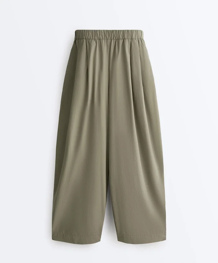 Pantaloni conici plisați din bumbac 100% Pantaloni conici plisați din bumbac 100%