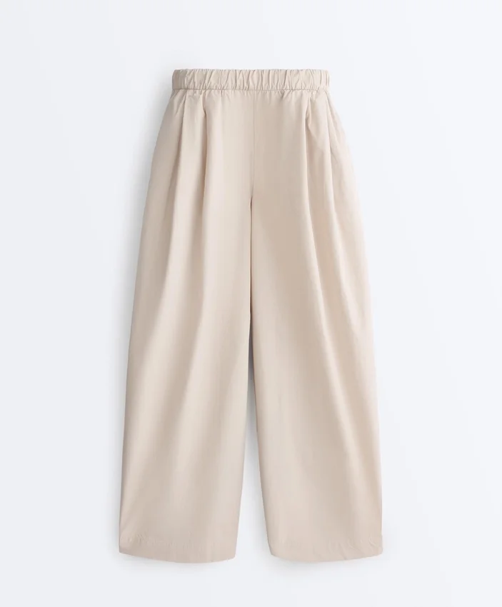 Pantaloni conici plisați din bumbac 100% Pantaloni conici plisați din bumbac 100%